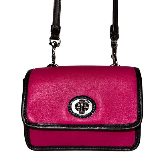 Coach Fuchsia Pink Brown Turn Lock Legacy Mini Crossbody 48022 Bag Purse - Picture 4 of 13